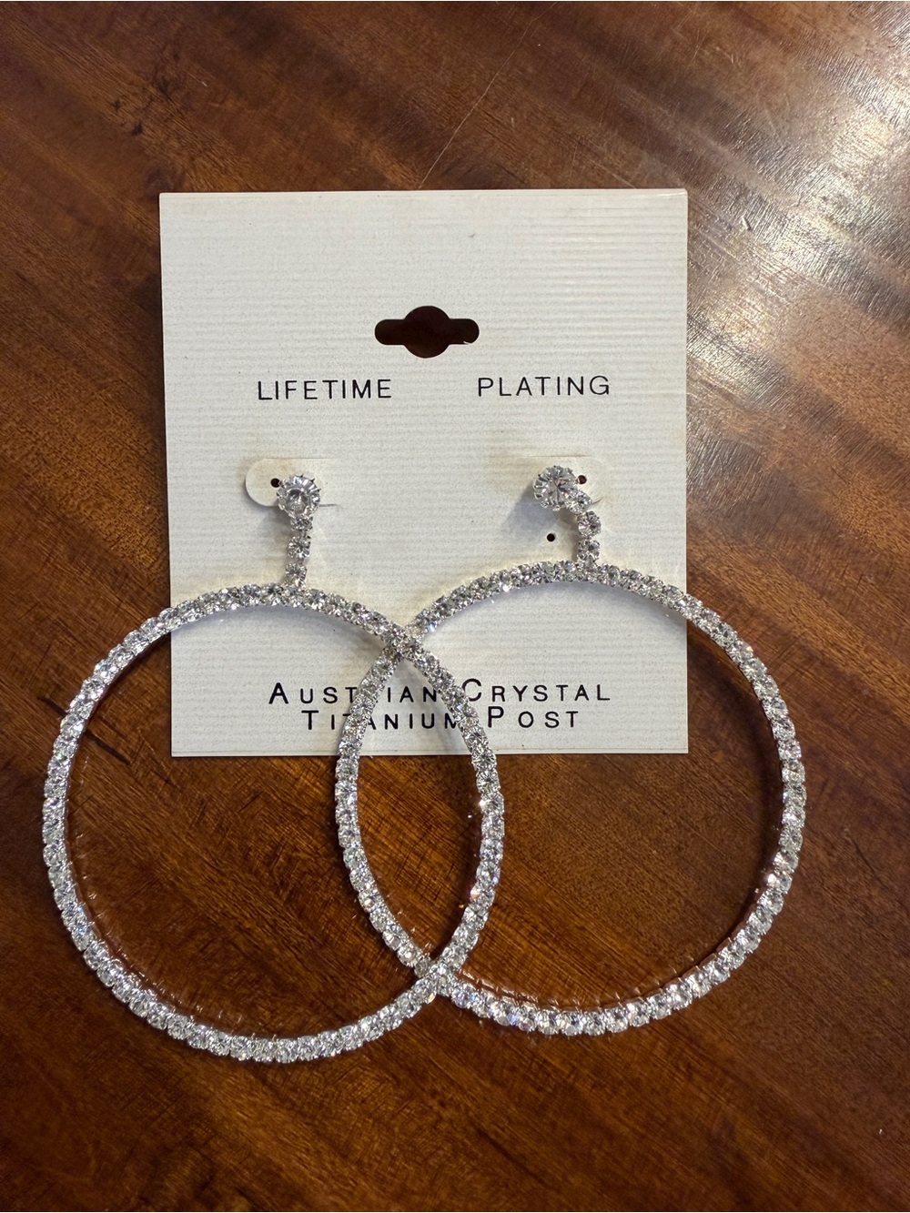 Crystal Hoop Earrings 2.75 inch- Silver Austrian Crystal with titanium post